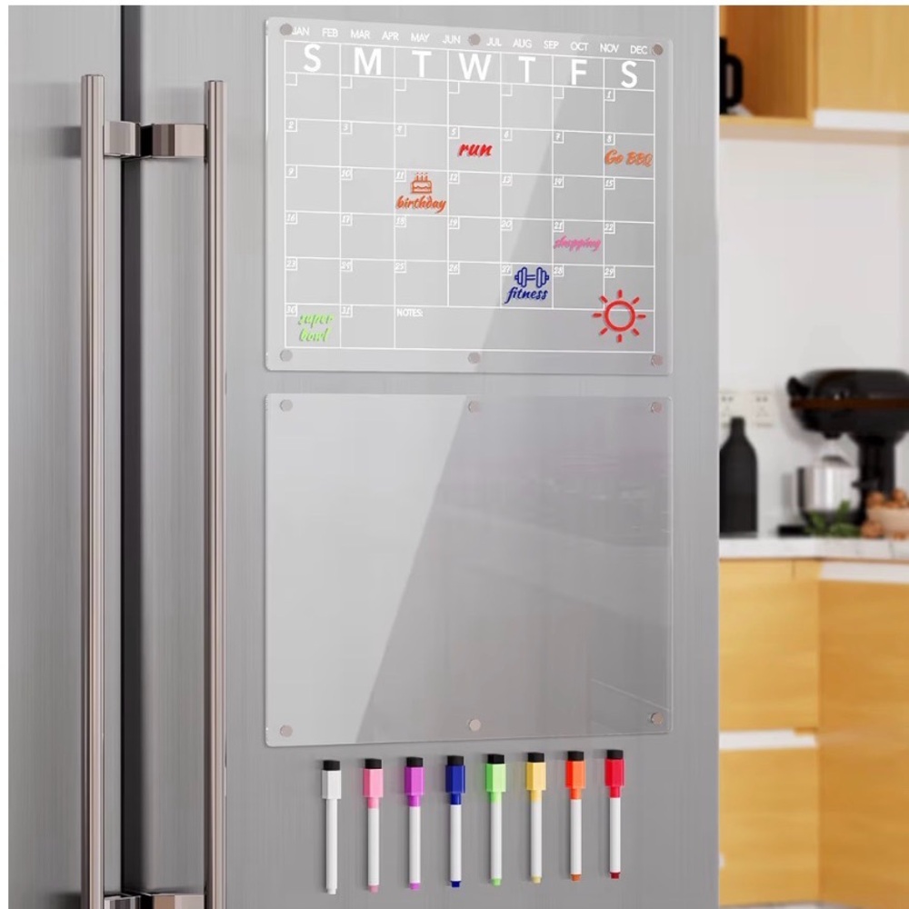 Dry Erase Weekly Monthly Magnetic Calendars for Fridge w/ Magnetic Markers